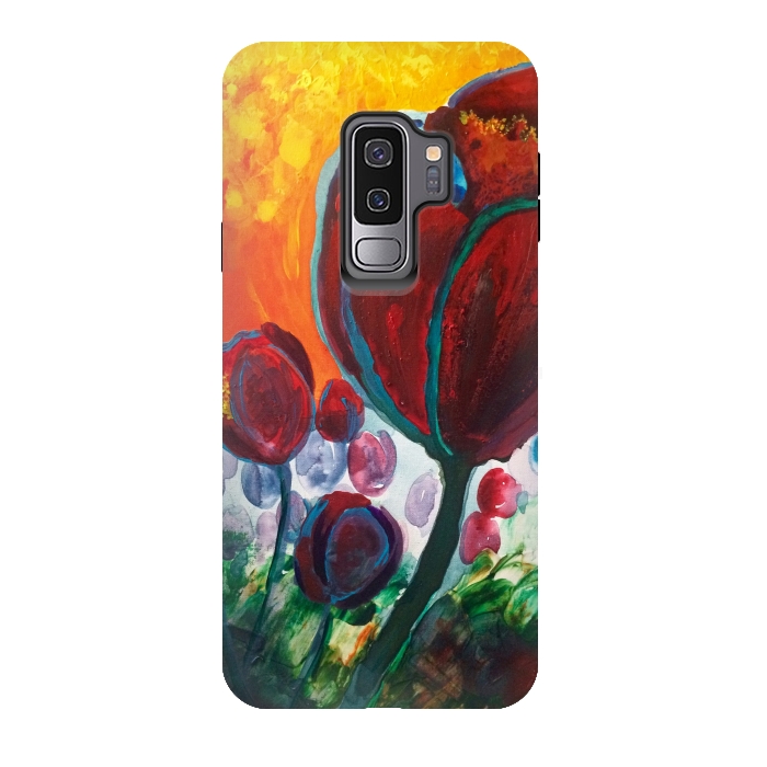 Galaxy S9 plus StrongFit Blue High Tulips on Fire by ANoelleJay