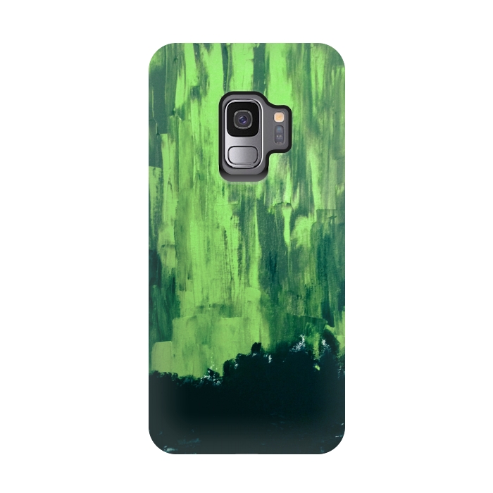 Galaxy S9 StrongFit Lime Green Northern Lights by ANoelleJay