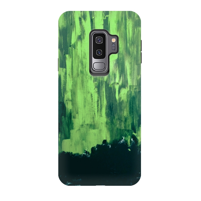 Galaxy S9 plus StrongFit Lime Green Northern Lights by ANoelleJay