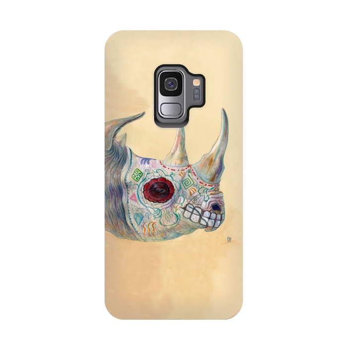Galaxy S9 StrongFit Day of the Dead Rhino by Brandon Keehner