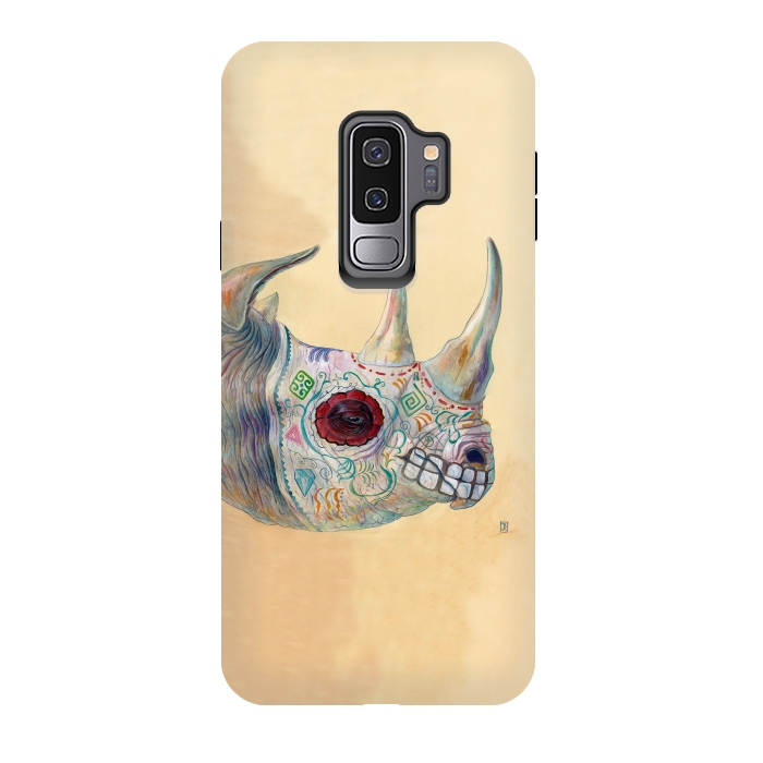 Galaxy S9 plus StrongFit Day of the Dead Rhino by Brandon Keehner