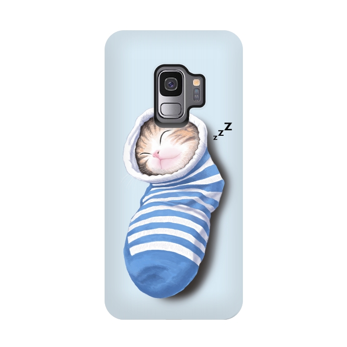 Galaxy S9 StrongFit Cat in The Sock by Tummeow