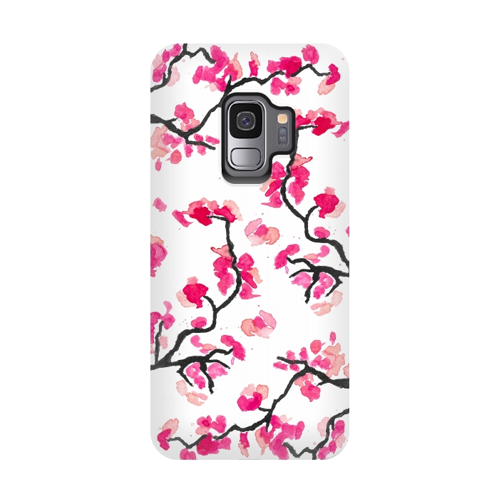 Galaxy S9 StrongFit Japanese Cherry Blossoms by Amaya Brydon