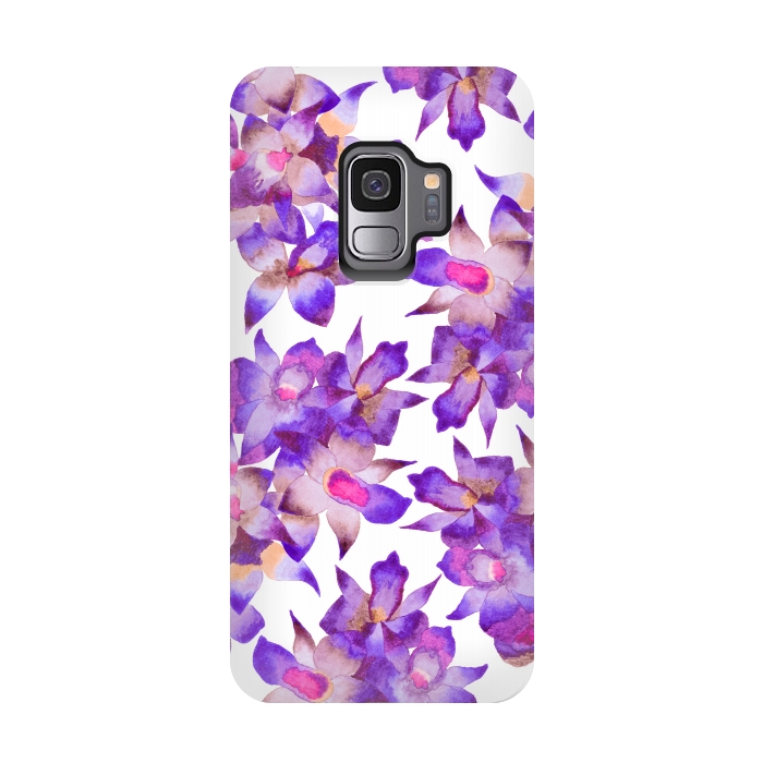 Galaxy S9 StrongFit Vintage Floral Violet by Amaya Brydon