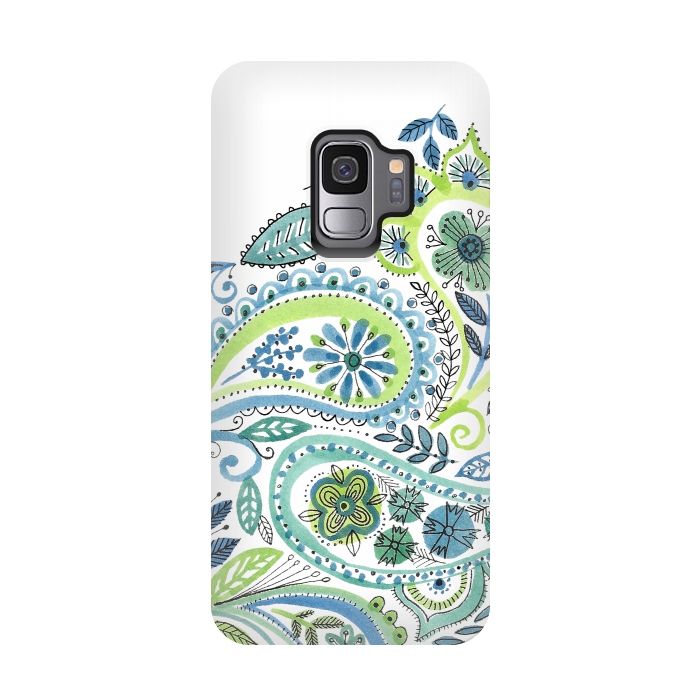 Galaxy S9 StrongFit Watercolour Paisley by Laura Grant