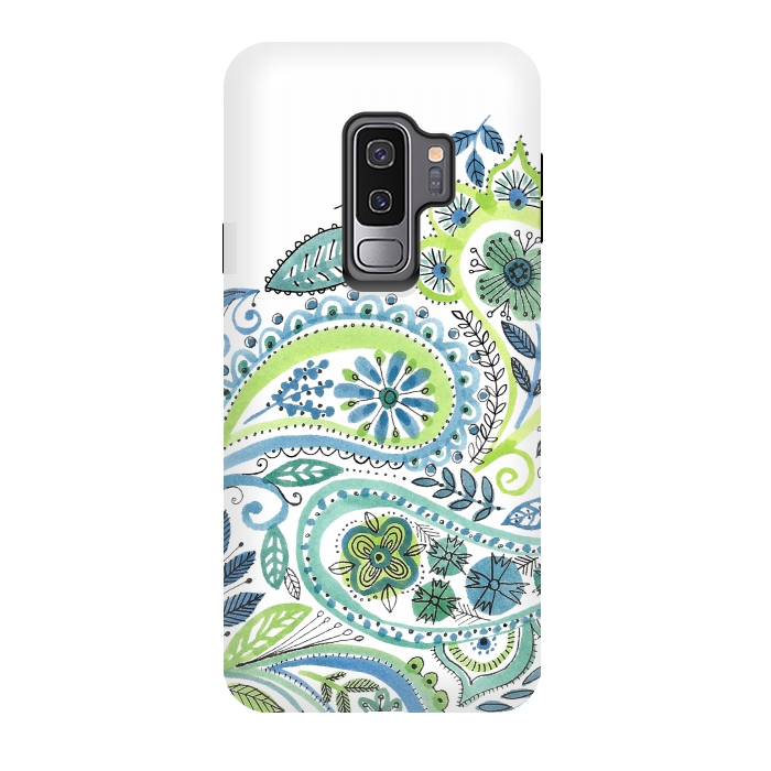 Galaxy S9 plus StrongFit Watercolour Paisley by Laura Grant