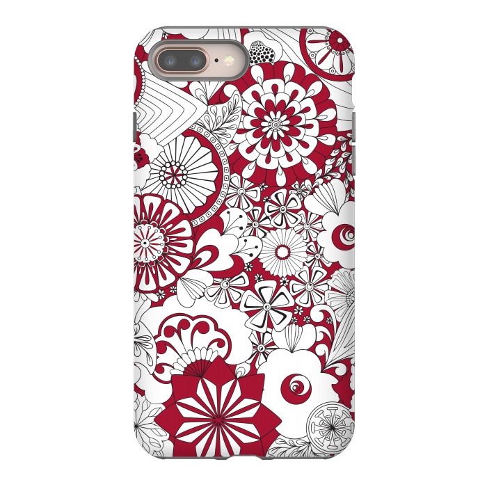 iPhone 7 plus StrongFit 70s Flowers - Red and White by Paula Ohreen