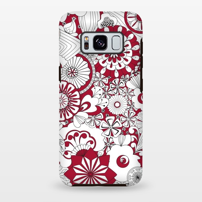 Galaxy S8 plus StrongFit 70s Flowers - Red and White by Paula Ohreen