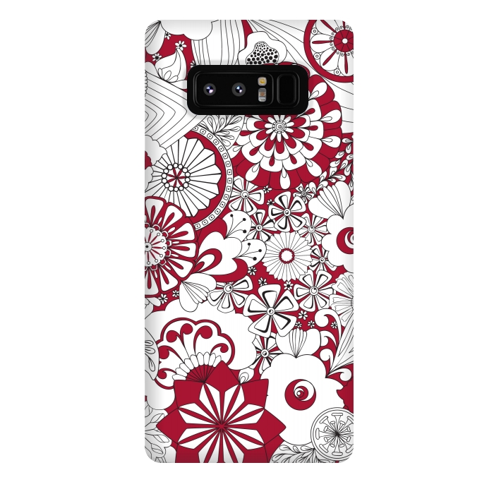 Galaxy Note 8 StrongFit 70s Flowers - Red and White by Paula Ohreen