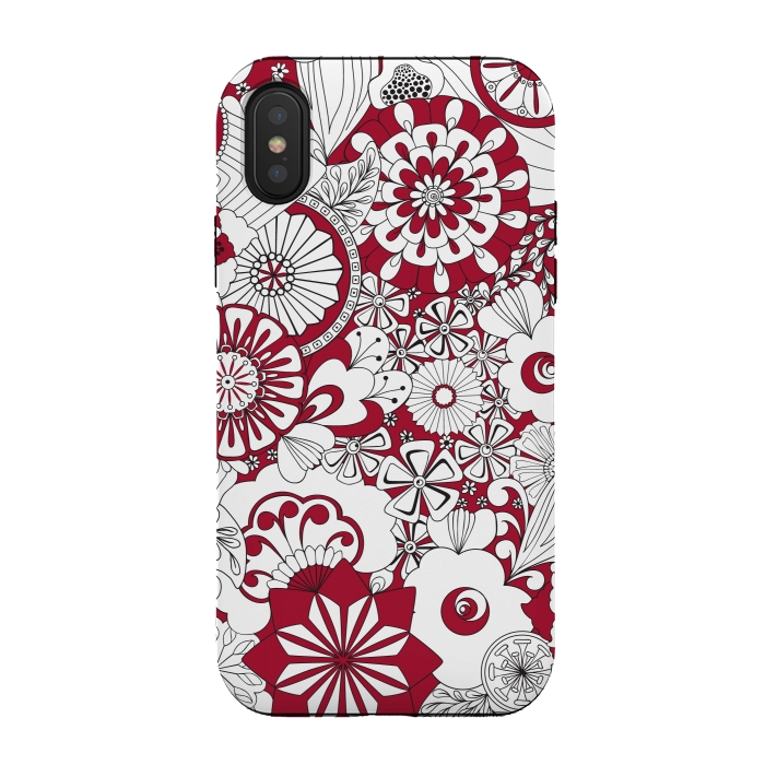 iPhone Xs / X StrongFit 70s Flowers - Red and White by Paula Ohreen