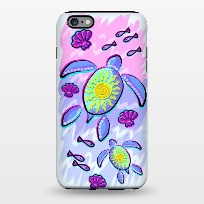 iPhone 6/6s plus StrongFit Sea Turtle and Sun Abstract Glitch Ultraviolets by BluedarkArt
