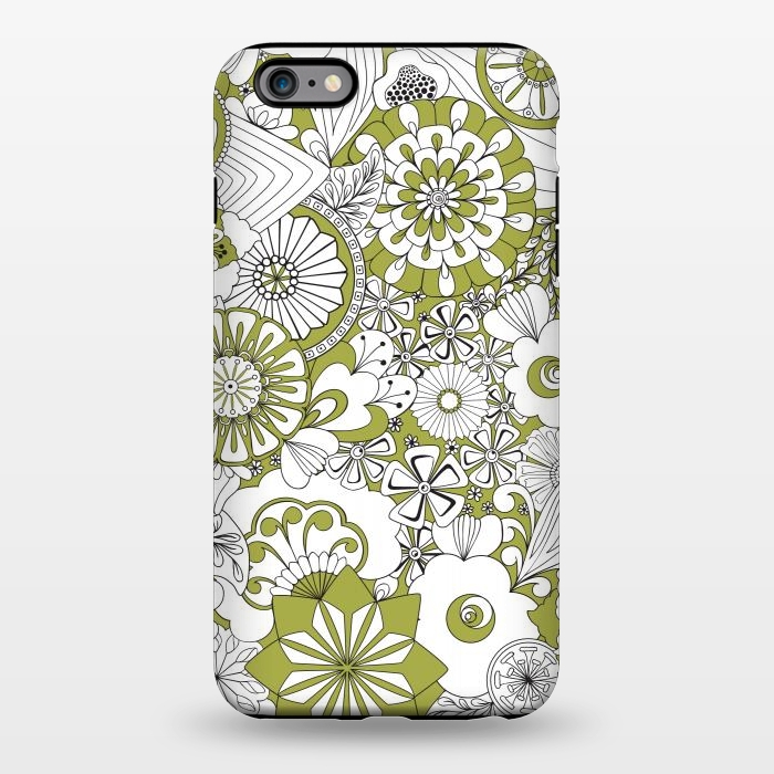 iPhone 6/6s plus StrongFit 70s Flowers - Green and White by Paula Ohreen