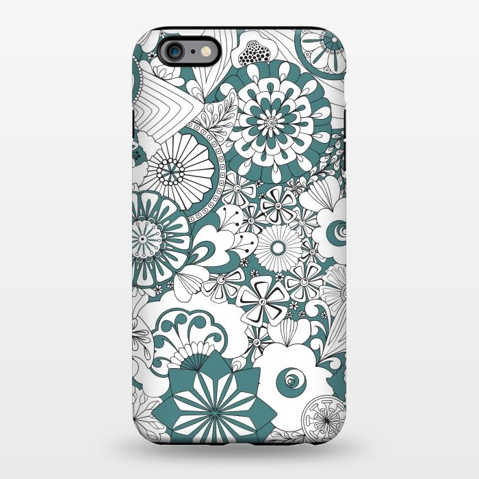 iPhone 6/6s plus StrongFit 70s Flowers - Blue and White by Paula Ohreen