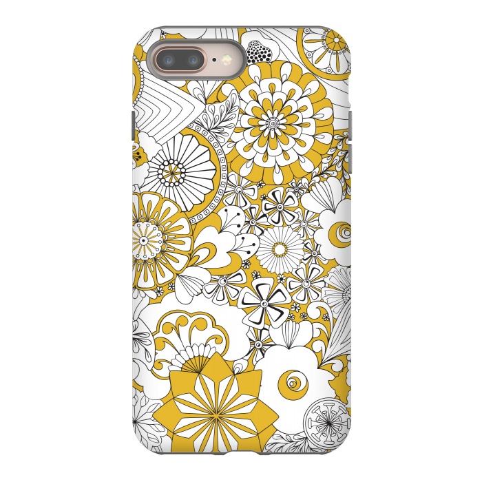 iPhone 7 plus StrongFit 70s Flowers - Yellow and White by Paula Ohreen