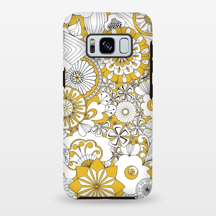 Galaxy S8 plus StrongFit 70s Flowers - Yellow and White by Paula Ohreen
