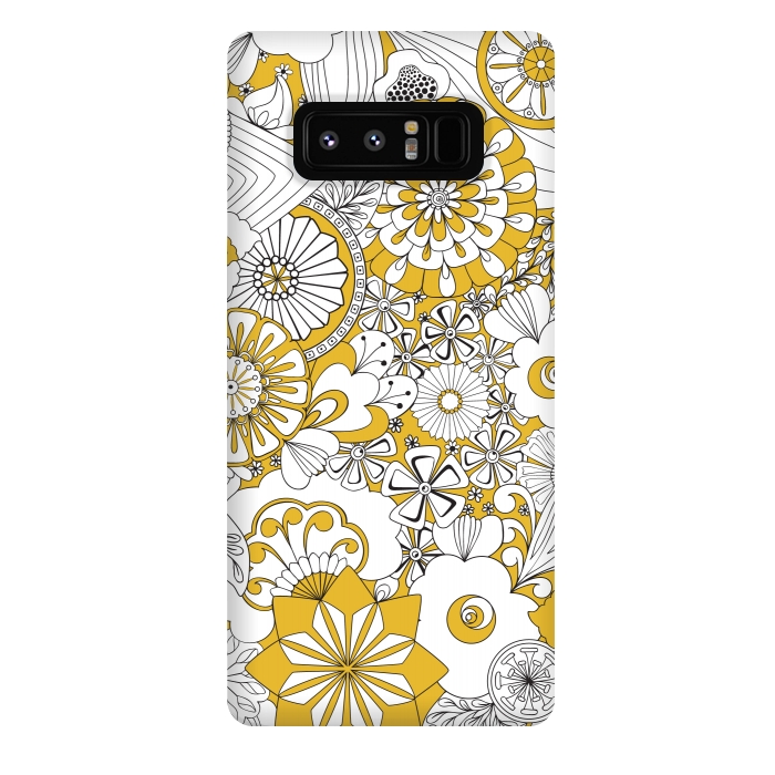 Galaxy Note 8 StrongFit 70s Flowers - Yellow and White by Paula Ohreen