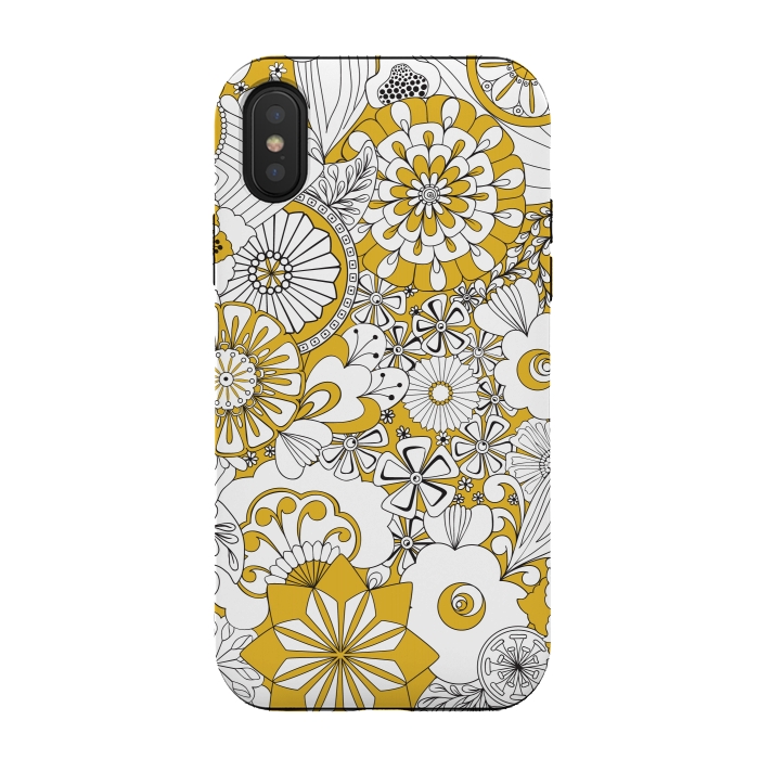 iPhone Xs / X StrongFit 70s Flowers - Yellow and White by Paula Ohreen