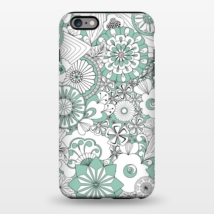 iPhone 6/6s plus StrongFit 70s Flowers - Mint Green and White by Paula Ohreen
