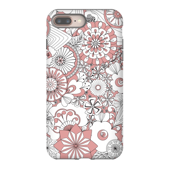 iPhone 7 plus StrongFit 70s Flowers - Pink and White by Paula Ohreen