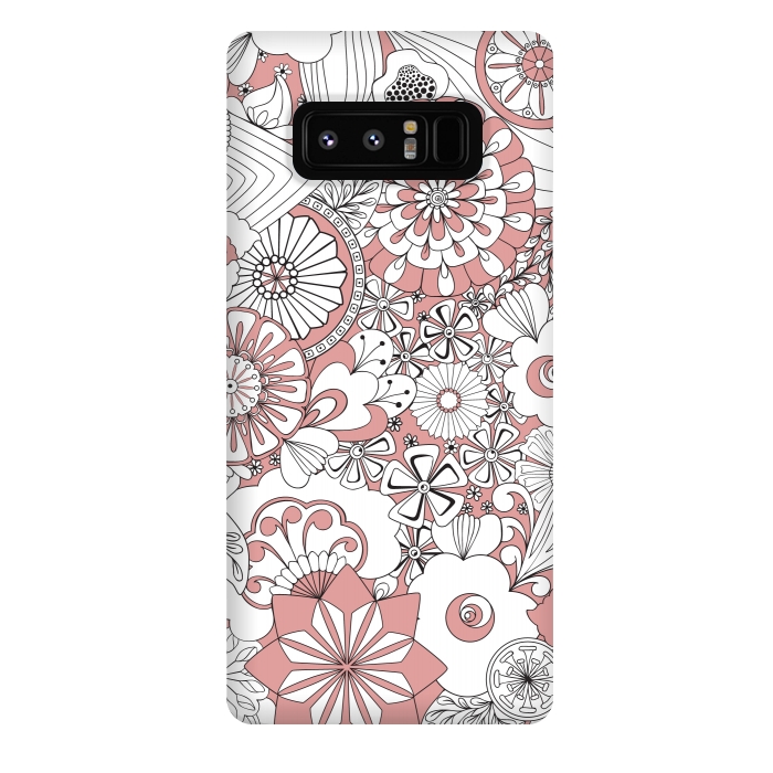 Galaxy Note 8 StrongFit 70s Flowers - Pink and White by Paula Ohreen