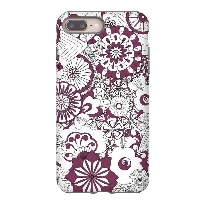 iPhone 7 plus StrongFit 70s Flowers - Purple and White by Paula Ohreen