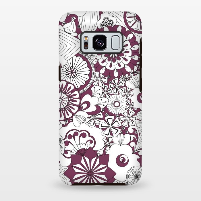 Galaxy S8 plus StrongFit 70s Flowers - Purple and White by Paula Ohreen