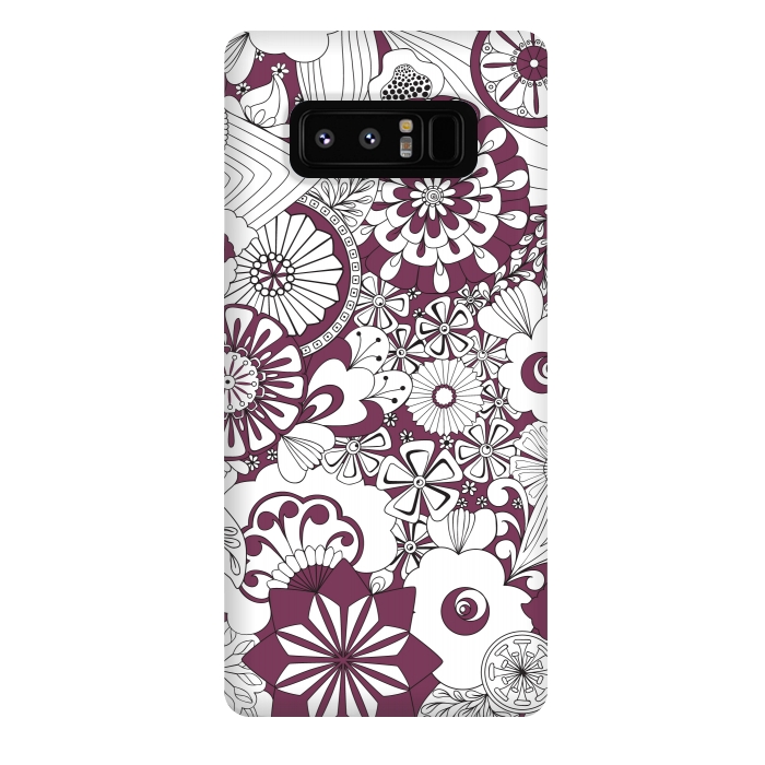 Galaxy Note 8 StrongFit 70s Flowers - Purple and White by Paula Ohreen
