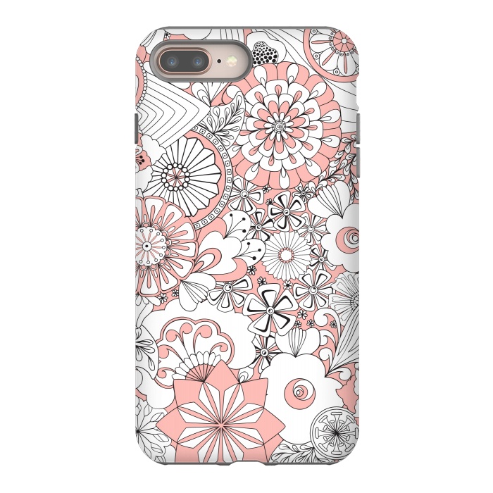 iPhone 7 plus StrongFit 70s Flowers - Baby Pink and White by Paula Ohreen
