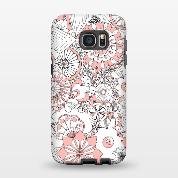 Galaxy S7 EDGE StrongFit 70s Flowers - Baby Pink and White by Paula Ohreen