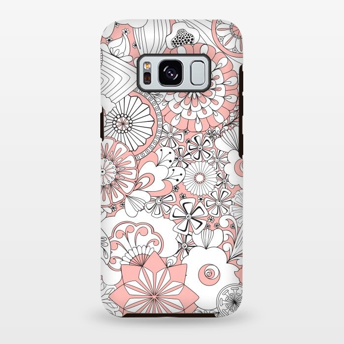 Galaxy S8 plus StrongFit 70s Flowers - Baby Pink and White by Paula Ohreen