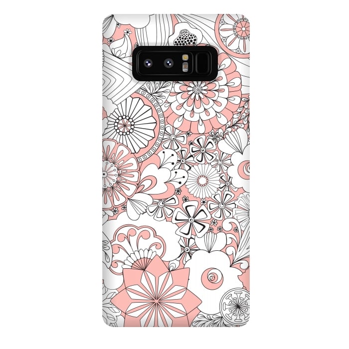 Galaxy Note 8 StrongFit 70s Flowers - Baby Pink and White by Paula Ohreen