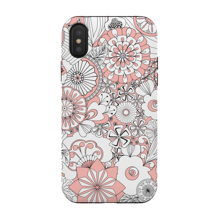 iPhone Xs / X StrongFit 70s Flowers - Baby Pink and White by Paula Ohreen