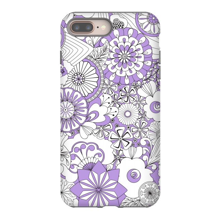 iPhone 7 plus StrongFit 70s Flowers - Lilac and White by Paula Ohreen