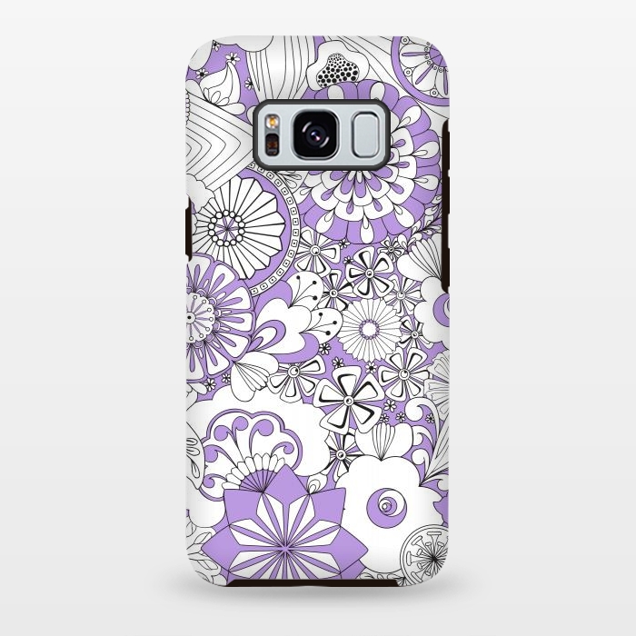 Galaxy S8 plus StrongFit 70s Flowers - Lilac and White by Paula Ohreen