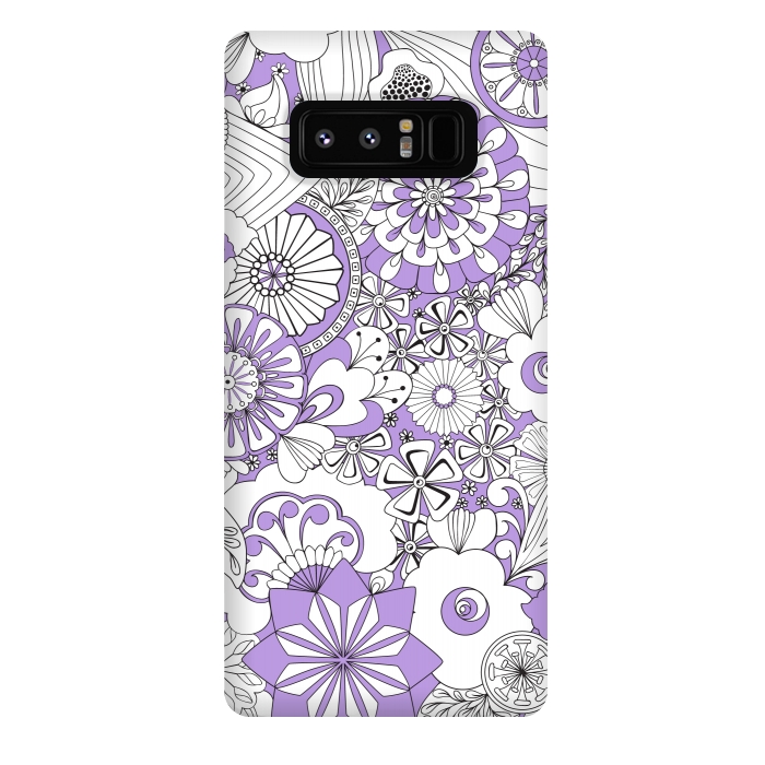Galaxy Note 8 StrongFit 70s Flowers - Lilac and White by Paula Ohreen