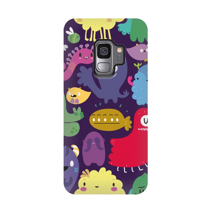 Galaxy S9 StrongFit Colorful monsters by Maria Jose Da Luz