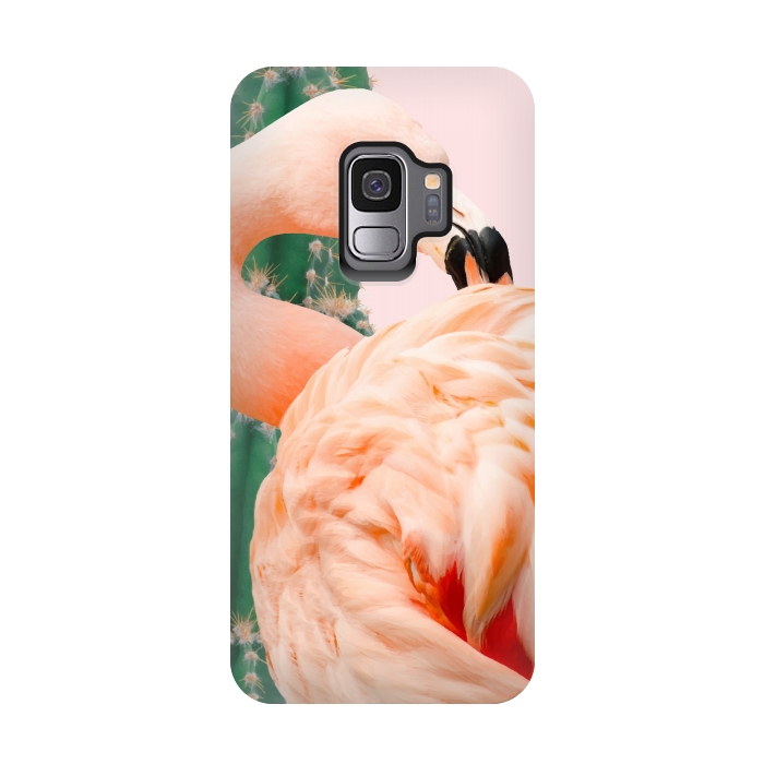Galaxy S9 StrongFit Flamingo & Cactus by Uma Prabhakar Gokhale