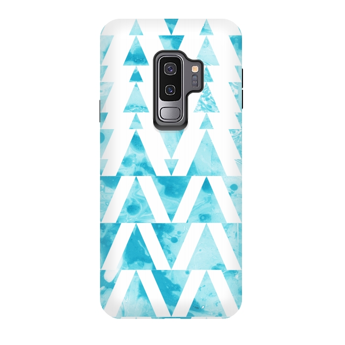 Galaxy S9 plus StrongFit Marble triangles 2 by Laura Grant