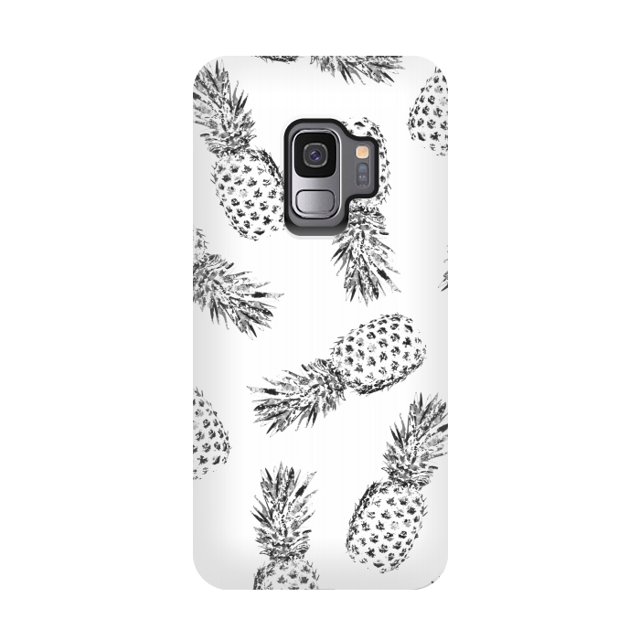 Galaxy S9 StrongFit Pineapples black and white by Rui Faria
