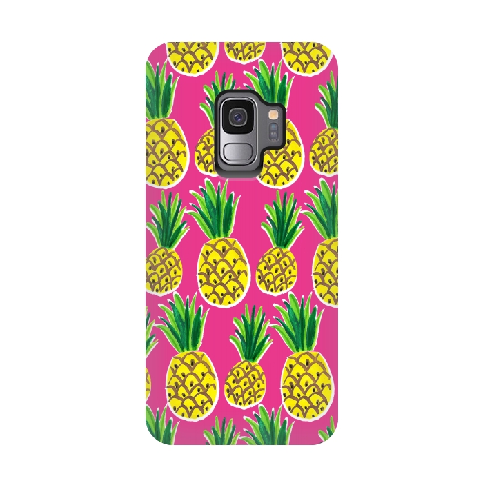 Galaxy S9 StrongFit Painted pineapples by Laura Grant