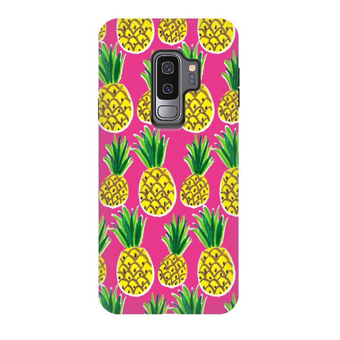 Galaxy S9 plus StrongFit Painted pineapples by Laura Grant