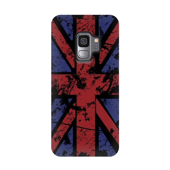 Galaxy S9 StrongFit Grunge UK Flag Black by Sitchko
