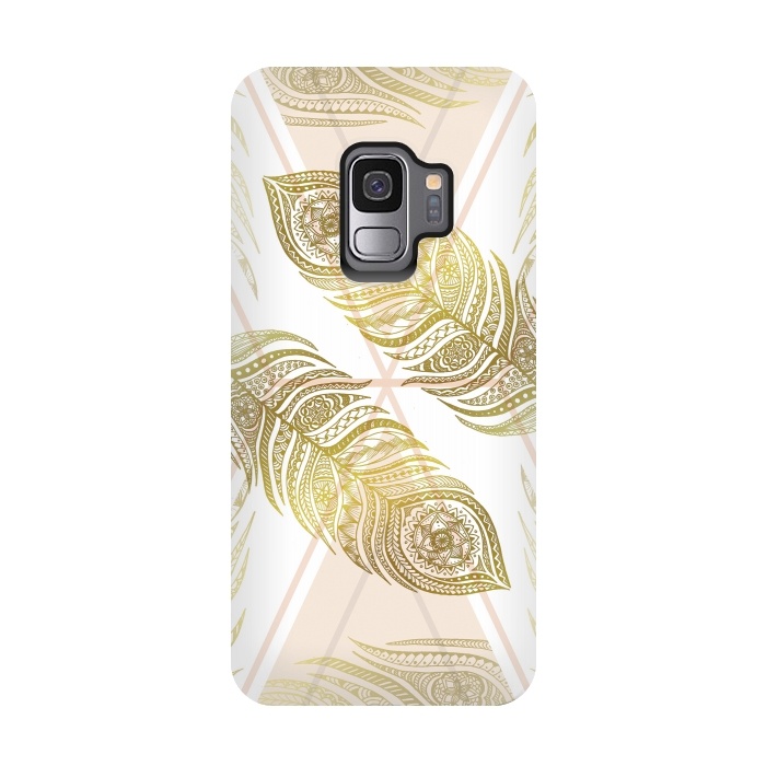 Galaxy S9 StrongFit Gold Feathers by Barlena