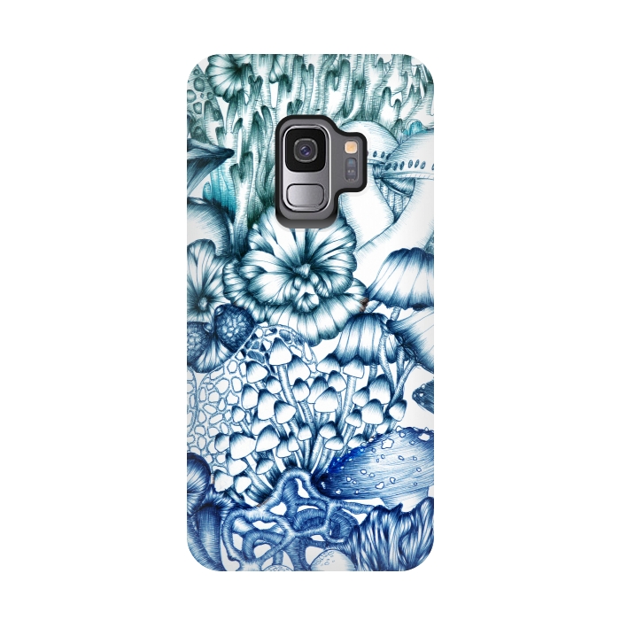 Galaxy S9 StrongFit A Medley of Mushrooms in Blue by ECMazur 