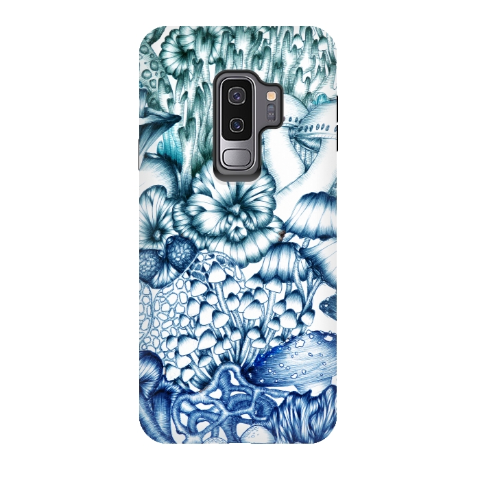 Galaxy S9 plus StrongFit A Medley of Mushrooms in Blue by ECMazur 