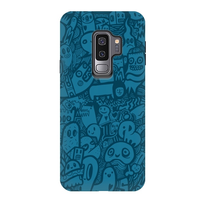 Galaxy S9 plus StrongFit Blue Doodle by Wotto