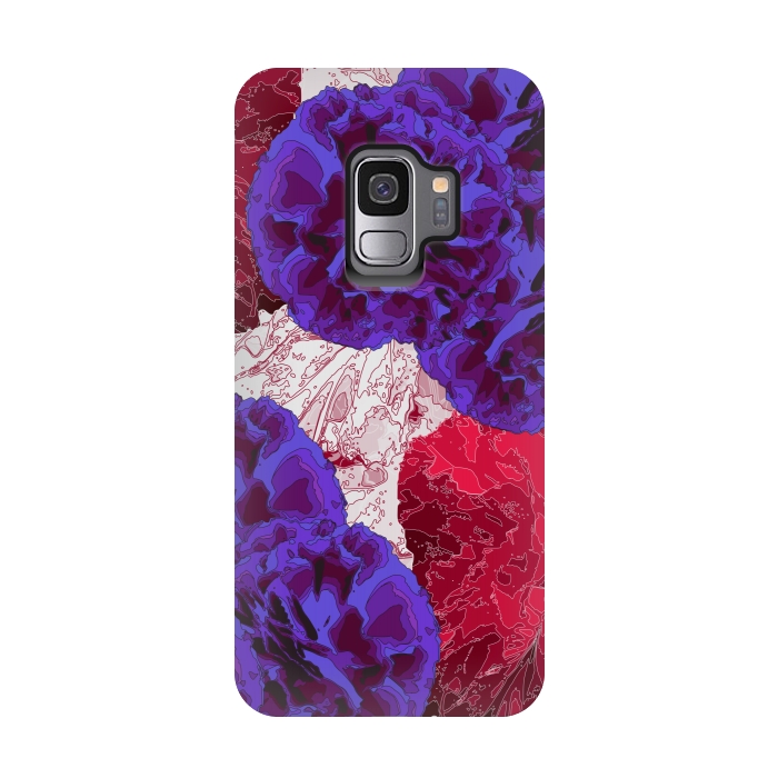 Galaxy S9 StrongFit Outlined Flowers by Zala Farah