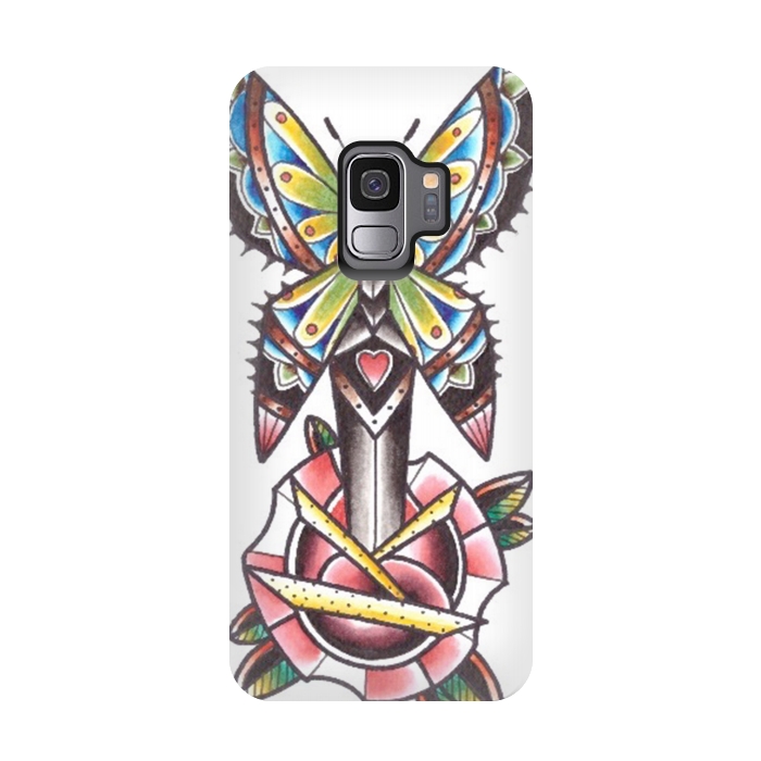 Galaxy S9 StrongFit Butterfly dagger rose by Evaldas Gulbinas 