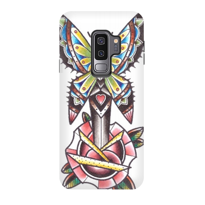 Galaxy S9 plus StrongFit Butterfly dagger rose by Evaldas Gulbinas 