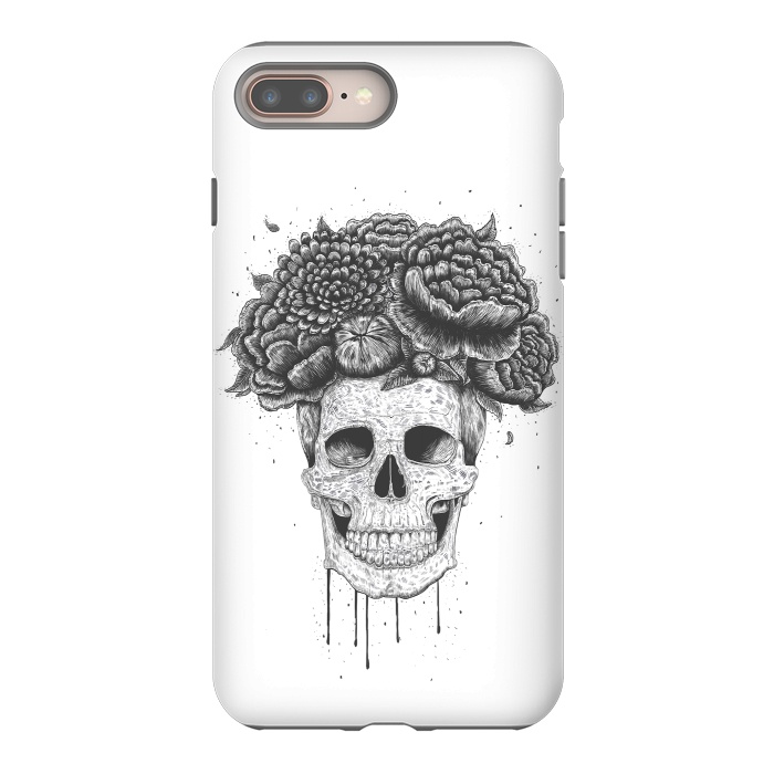 iPhone 7 plus StrongFit Skull with flowers by kodamorkovkart